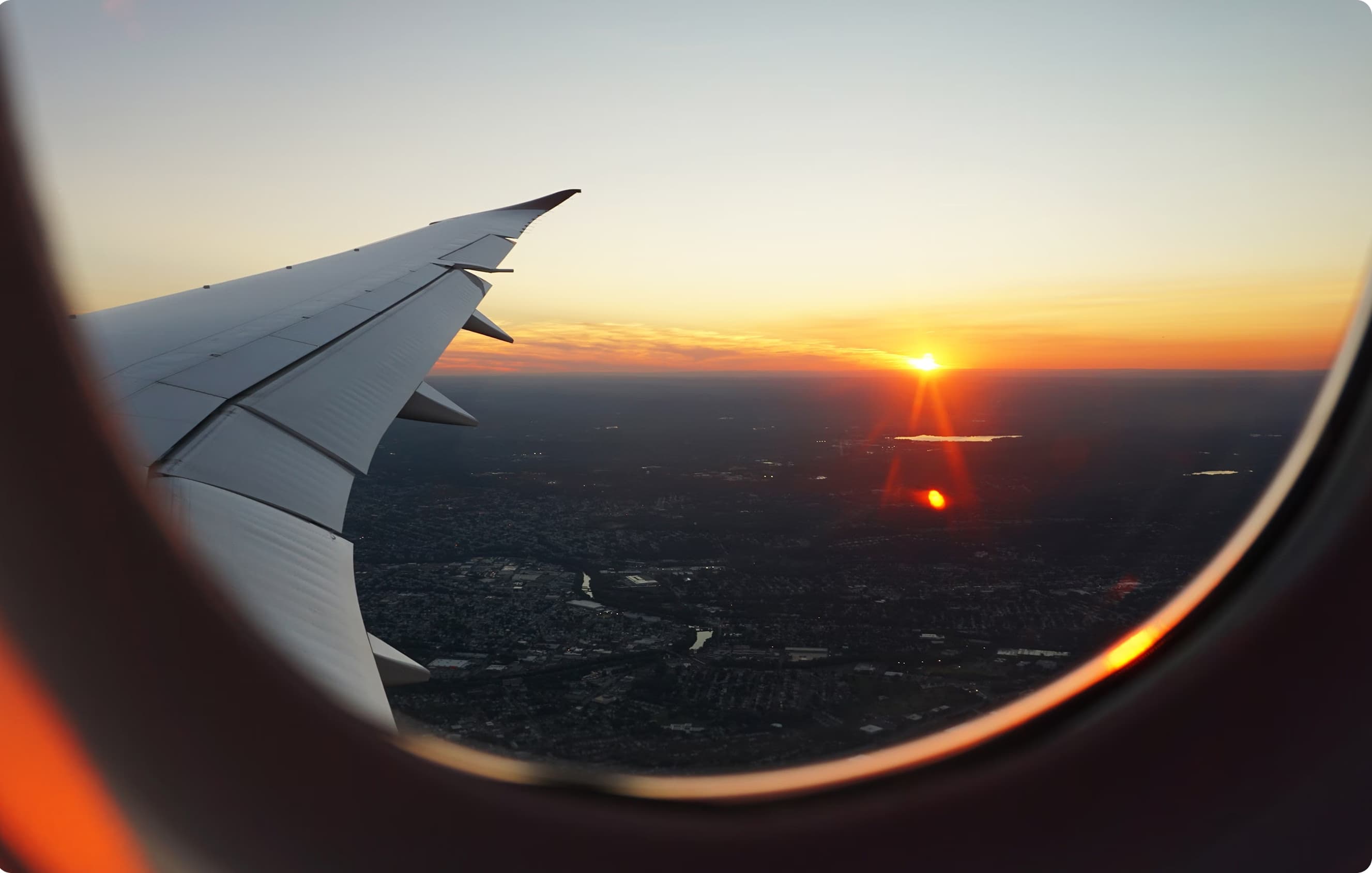 View from airplane window during travel